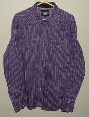 Garth Brooks Sevens by Cinch Men’s Large Western Pearl Snap Shirt Purple Striped